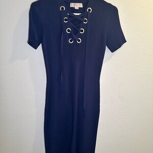MICHAEL Michael Kors Navy Lace-Up Midi Dress